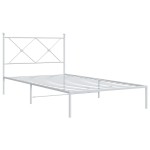 vidaXL Cadru de pat din metal cu tăblie, alb, 107x203 cm