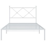 vidaXL Cadru de pat din metal cu tăblie, alb, 107x203 cm