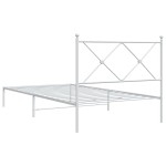 vidaXL Cadru de pat din metal cu tăblie, alb, 107x203 cm