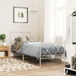 vidaXL Tăblie de pat metalică, alb, 75 cm