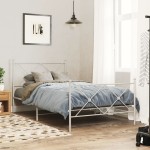 vidaXL Tăblie de pat metalică, alb, 107 cm