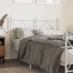 vidaXL Tăblie de pat metalică, alb, 120 cm