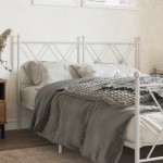 vidaXL Tăblie de pat metalică, alb, 137 cm