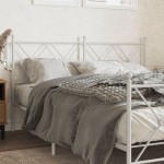 vidaXL Tăblie de pat metalică, alb, 150 cm
