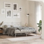 vidaXL Tăblie de pat metalică, alb, 150 cm