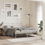 vidaXL Tăblie de pat metalică, alb, 160 cm