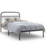 vidaXL Cadru de pat din metal cu tăblie, negru, 107x203 cm