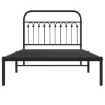 vidaXL Cadru de pat din metal cu tăblie, negru, 107x203 cm