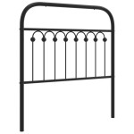 vidaXL Tăblie de pat metalică, negru, 90 cm