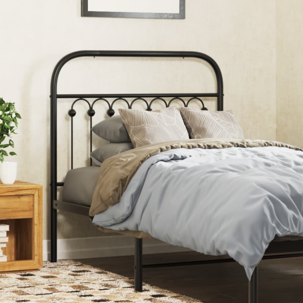 vidaXL Tăblie de pat metalică, negru, 90 cm