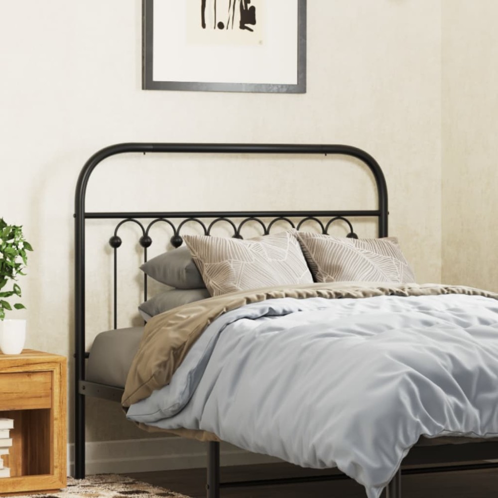 vidaXL Tăblie de pat metalică, negru, 100 cm