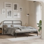 vidaXL Tăblie de pat metalică, negru, 150 cm