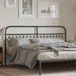 vidaXL Tăblie de pat metalică, negru, 180 cm