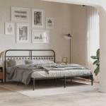 vidaXL Tăblie de pat metalică, negru, 180 cm