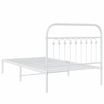 vidaXL Cadru de pat din metal cu tăblie, alb, 100x200 cm