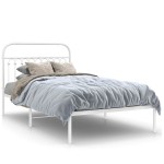 vidaXL Cadru de pat din metal cu tăblie, alb, 107x203 cm