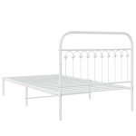 vidaXL Cadru de pat din metal cu tăblie, alb, 107x203 cm