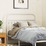 vidaXL Tăblie de pat metalică, alb, 107 cm
