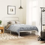 vidaXL Tăblie de pat metalică, alb, 107 cm