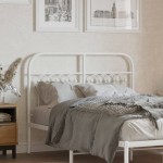 vidaXL Tăblie de pat metalică, alb, 120 cm