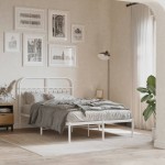 vidaXL Tăblie de pat metalică, alb, 120 cm