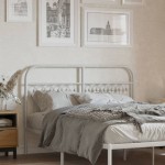vidaXL Tăblie de pat metalică, alb, 135 cm