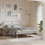 vidaXL Tăblie de pat metalică, alb, 135 cm