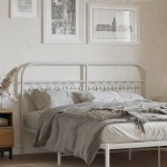 vidaXL Tăblie de pat metalică, alb, 150 cm