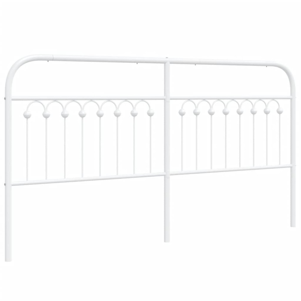 vidaXL Tăblie de pat metalică, alb, 180 cm