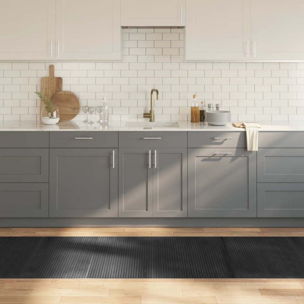 vidaXL Covor dreptunghiular, gri, 80x500 cm, bambus