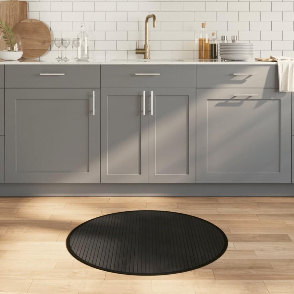 vidaXL Covor rotund, negru, 80 cm, bambus