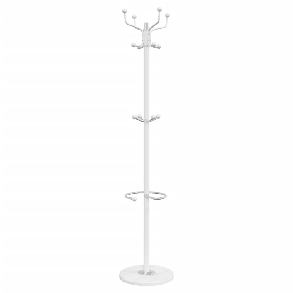 vidaXL Cuier cu suport umbrelă, alb, 180 cm, fier vopsit electrostatic