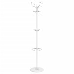 vidaXL Cuier cu suport umbrelă, alb, 180 cm, fier vopsit electrostatic