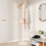 vidaXL Cuier cu suport umbrelă, alb, 180 cm, fier vopsit electrostatic