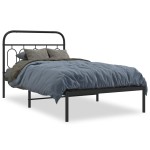 vidaXL Cadru de pat din metal cu tăblie, negru, 107x203 cm