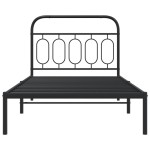 vidaXL Cadru de pat din metal cu tăblie, negru, 107x203 cm
