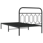 vidaXL Cadru de pat din metal cu tăblie, negru, 107x203 cm
