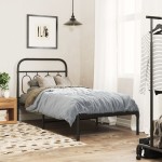 vidaXL Tăblie de pat metalică, negru, 80 cm