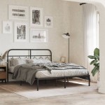vidaXL Tăblie de pat metalică, negru, 140 cm