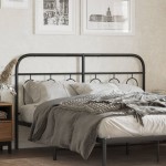 vidaXL Tăblie de pat metalică, negru, 150 cm