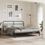 vidaXL Tăblie de pat metalică, negru, 183 cm