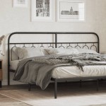 vidaXL Tăblie de pat metalică, negru, 200 cm