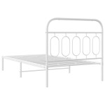 vidaXL Cadru de pat din metal cu tăblie, alb, 100x200 cm