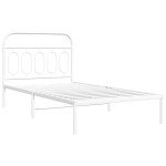 vidaXL Cadru de pat din metal cu tăblie, alb, 107x203 cm