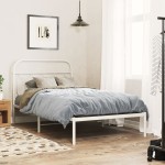 vidaXL Tăblie de pat metalică, alb, 107 cm
