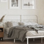 vidaXL Tăblie de pat metalică, alb, 137 cm