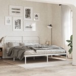 vidaXL Tăblie de pat metalică, alb, 160 cm