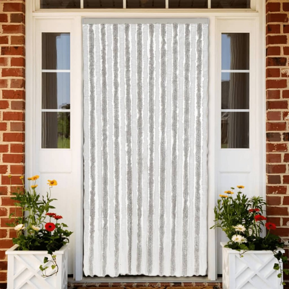 vidaXL Perdea pentru insecte, gri deschis și alb, 90x200 cm, chenille