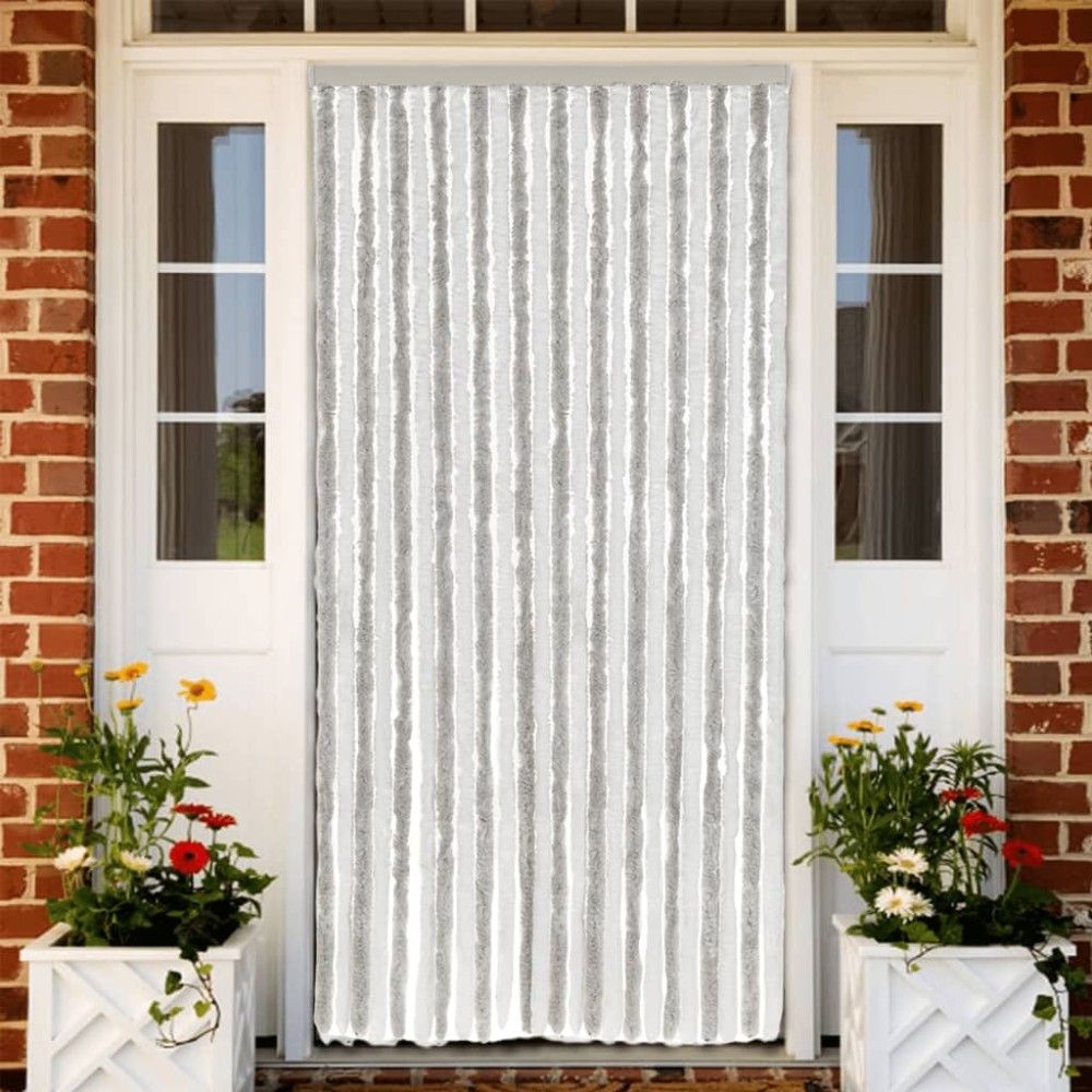 vidaXL Perdea pentru insecte, gri deschis și alb, 100x200 cm, chenille