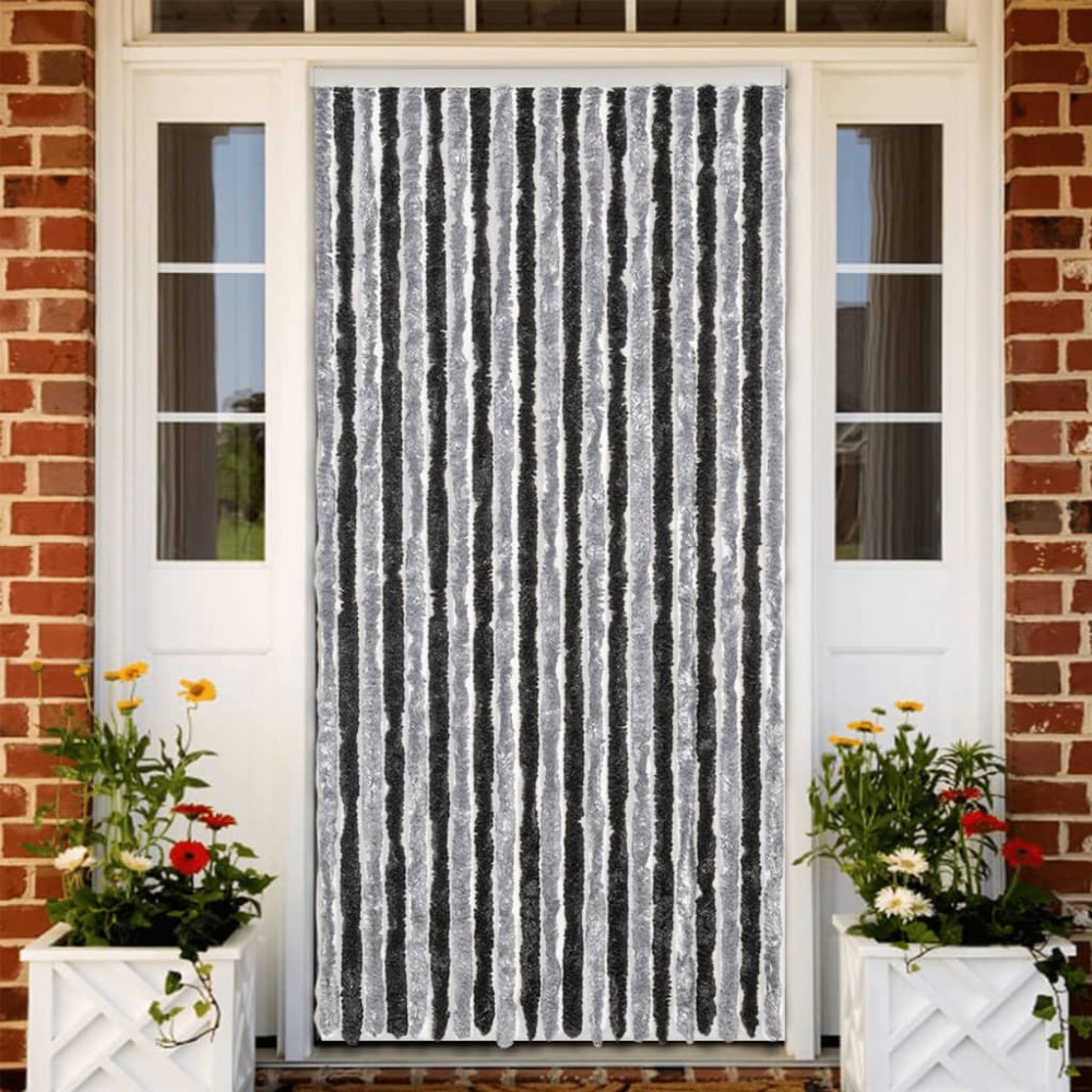 vidaXL Perdea pentru insecte, gri și negru, 90x200 cm, chenille